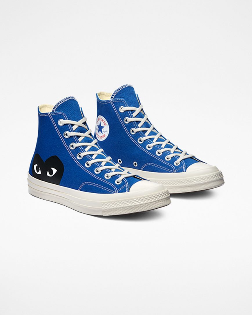 Tenis Converse x Comme des Garçons PLAY Chuck 70 Cano Alto Masculino Azuis Pretas | PT S071840